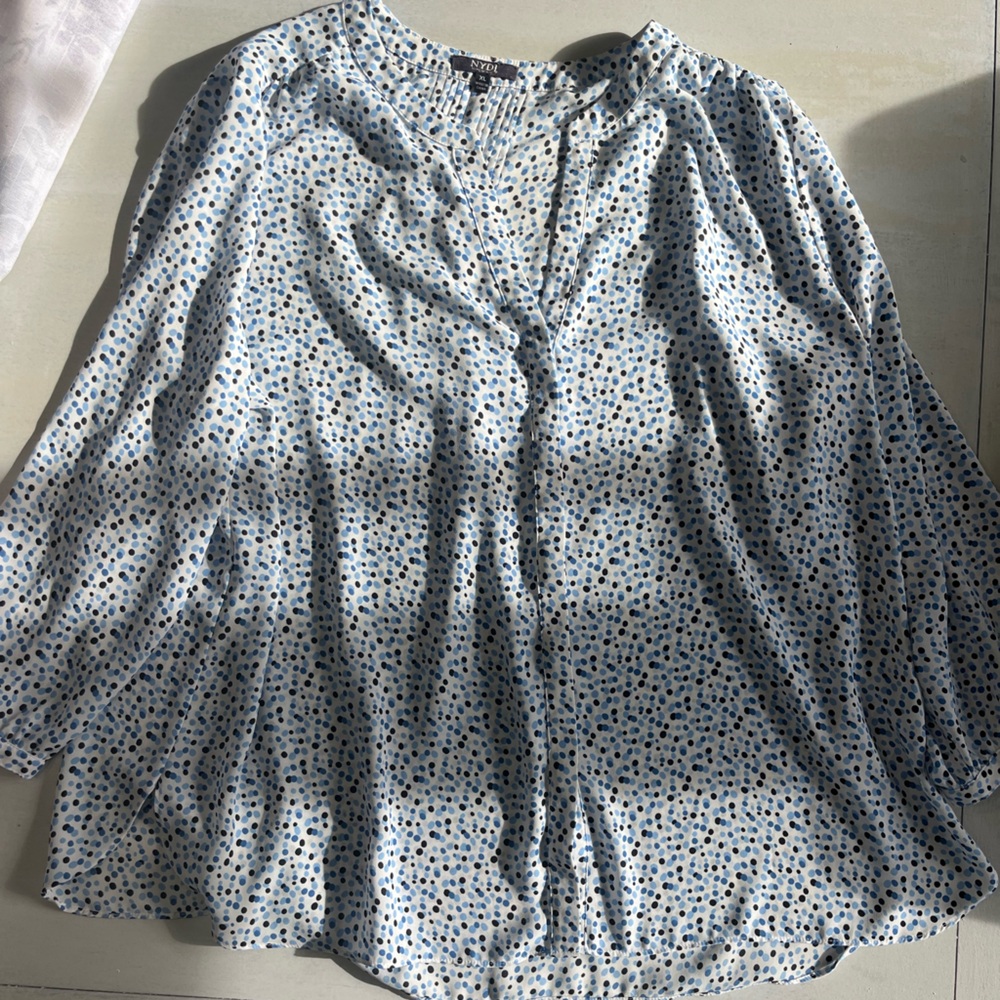 NYDJ Light Blue Patterned Blouse